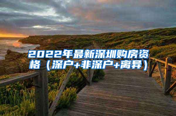 2022年最新深圳购房资格（深户+非深户+离异）