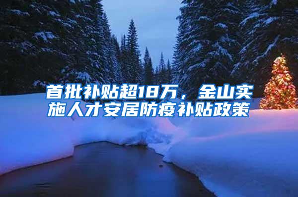 首批补贴超18万，金山实施人才安居防疫补贴政策