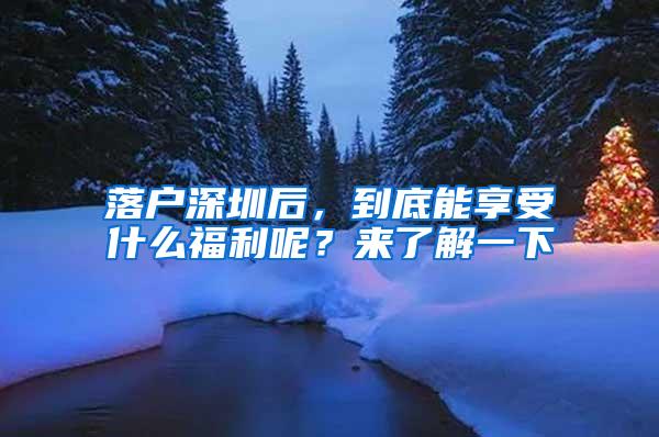 落户深圳后，到底能享受什么福利呢？来了解一下