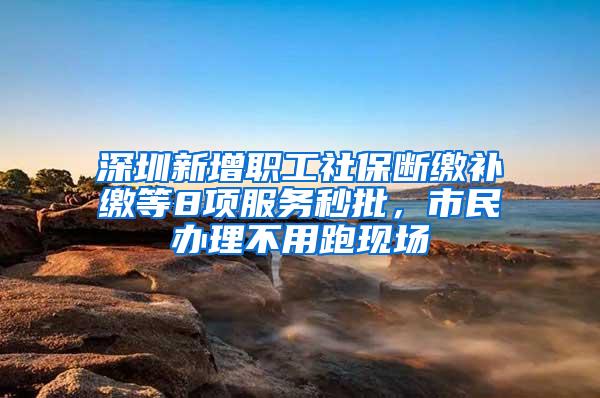 深圳新增职工社保断缴补缴等8项服务秒批，市民办理不用跑现场