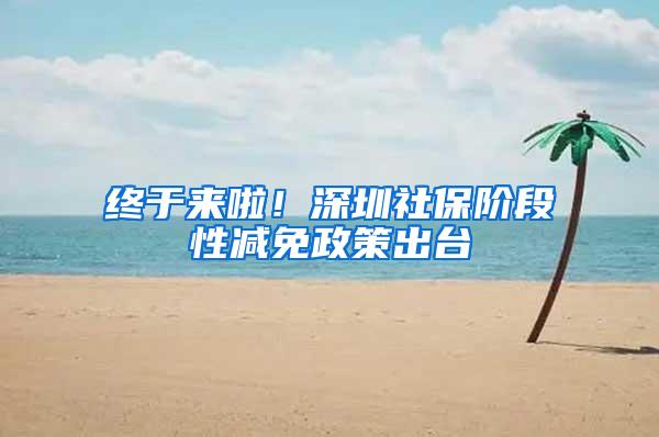 终于来啦！深圳社保阶段性减免政策出台