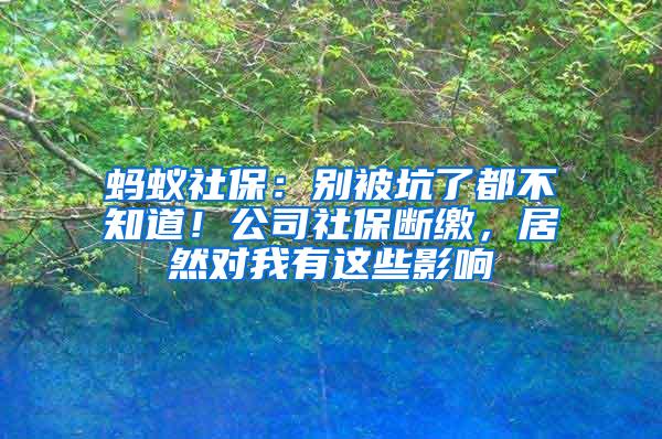 蚂蚁社保：别被坑了都不知道！公司社保断缴，居然对我有这些影响