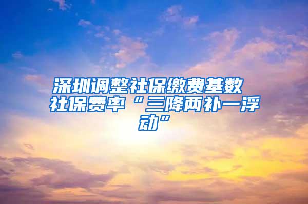 深圳调整社保缴费基数 社保费率“三降两补一浮动”