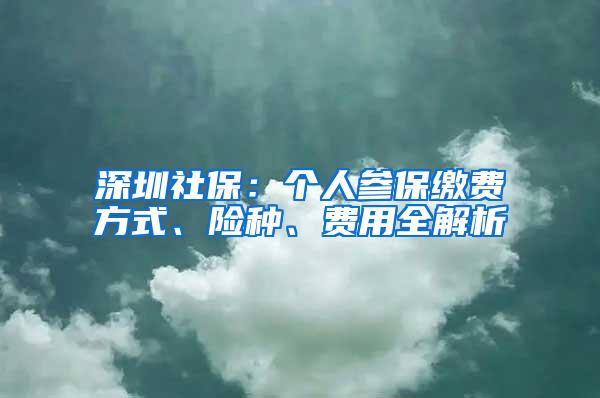 深圳社保：个人参保缴费方式、险种、费用全解析