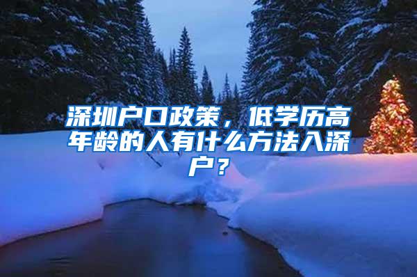 深圳户口政策，低学历高年龄的人有什么方法入深户？