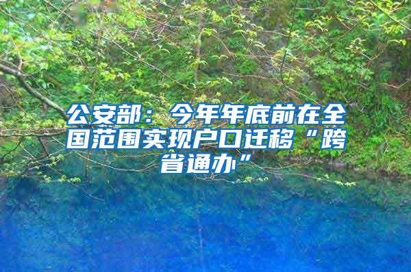 公安部：今年年底前在全国范围实现户口迁移“跨省通办”