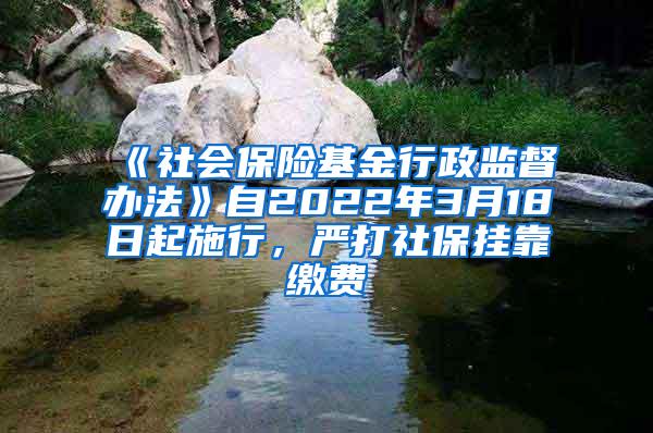 《社会保险基金行政监督办法》自2022年3月18日起施行，严打社保挂靠缴费