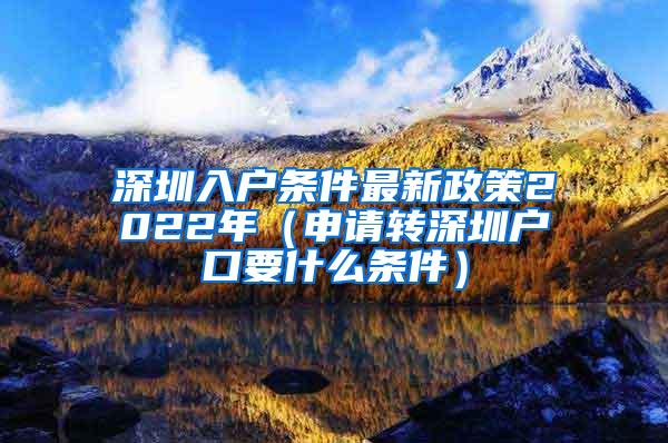 深圳入户条件最新政策2022年（申请转深圳户口要什么条件）