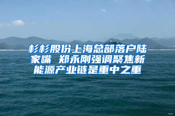 杉杉股份上海总部落户陆家嘴 郑永刚强调聚焦新能源产业链是重中之重