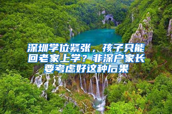 深圳学位紧张，孩子只能回老家上学？非深户家长要考虑好这种后果