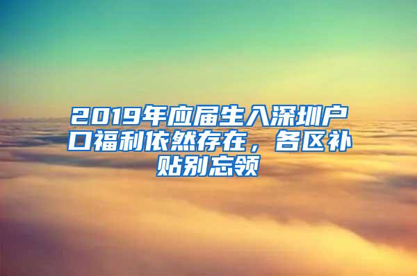 2019年应届生入深圳户口福利依然存在，各区补贴别忘领