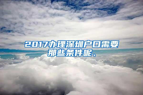 2017办理深圳户口需要那些条件呢、