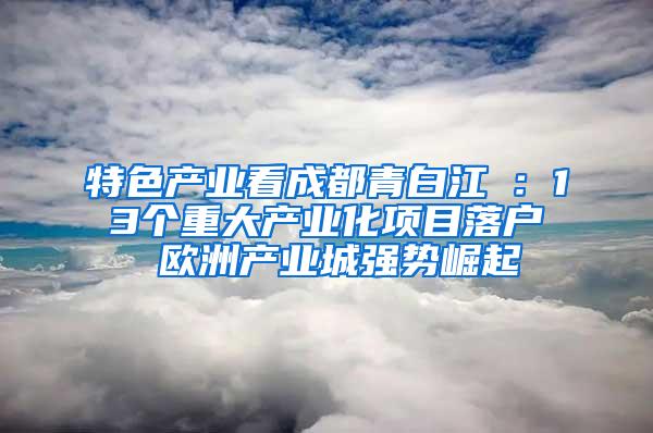 特色产业看成都青白江①：13个重大产业化项目落户 欧洲产业城强势崛起