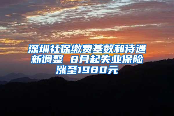 深圳社保缴费基数和待遇新调整 8月起失业保险涨至1980元