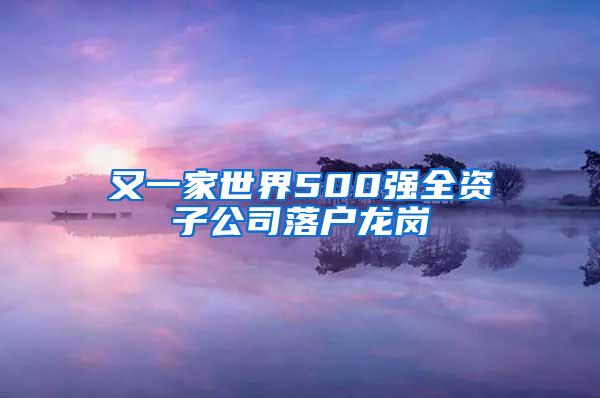 又一家世界500强全资子公司落户龙岗