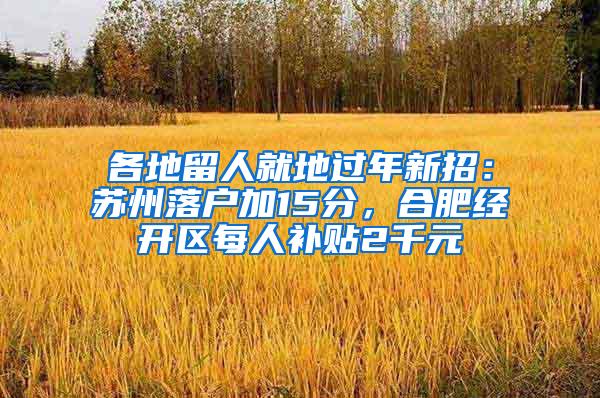 各地留人就地过年新招：苏州落户加15分，合肥经开区每人补贴2千元