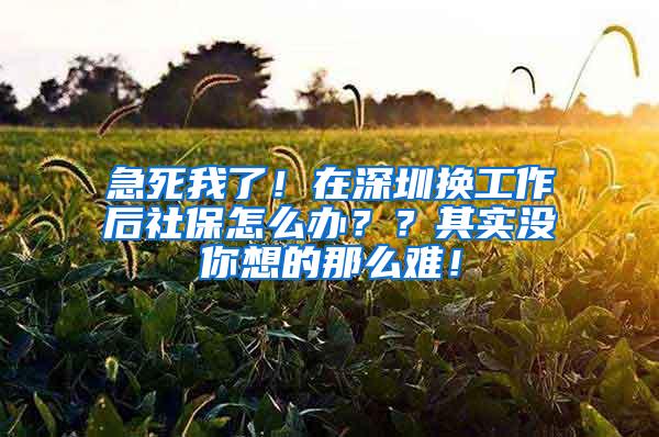 急死我了！在深圳换工作后社保怎么办？？其实没你想的那么难！