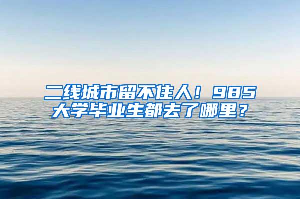 二线城市留不住人！985大学毕业生都去了哪里？