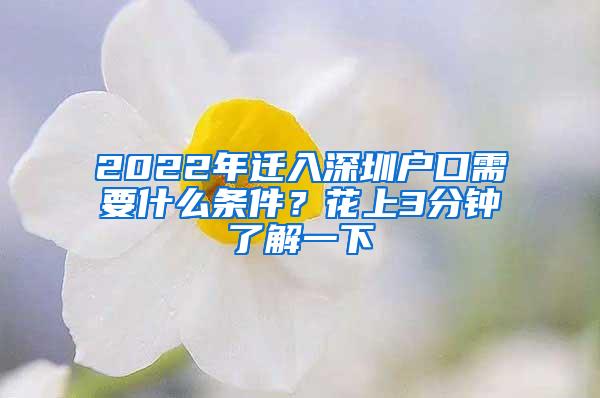 2022年迁入深圳户口需要什么条件？花上3分钟了解一下