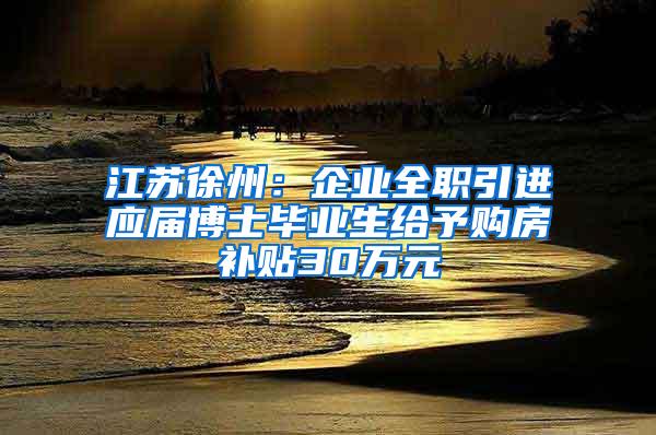 江苏徐州：企业全职引进应届博士毕业生给予购房补贴30万元