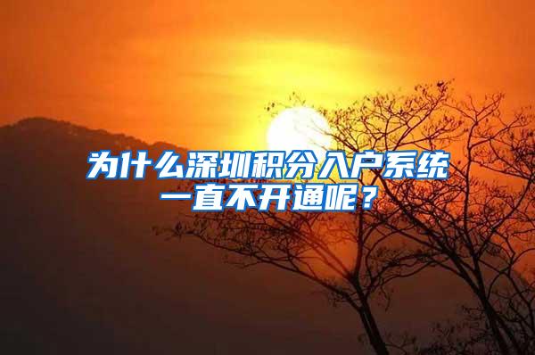 为什么深圳积分入户系统一直不开通呢？