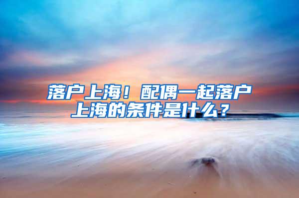 落户上海！配偶一起落户上海的条件是什么？