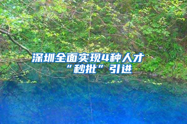 深圳全面实现4种人才“秒批”引进