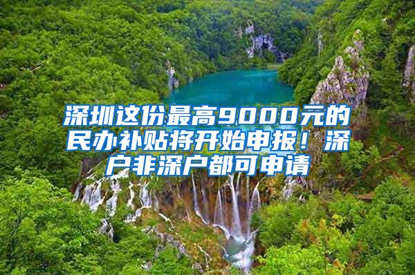 深圳这份最高9000元的民办补贴将开始申报！深户非深户都可申请