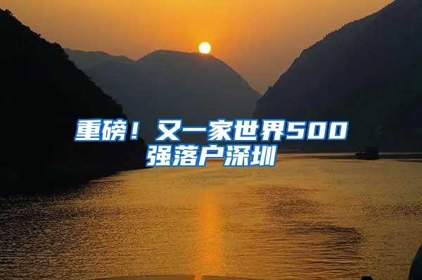 重磅！又一家世界500强落户深圳