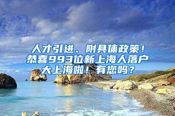 人才引进、附具体政策！恭喜993位新上海人落户大上海啦！有您吗？