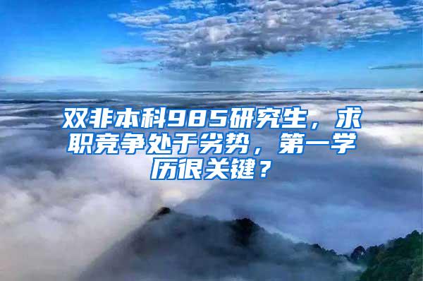 双非本科985研究生，求职竞争处于劣势，第一学历很关键？