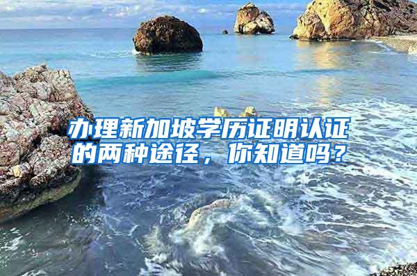 办理新加坡学历证明认证的两种途径，你知道吗？