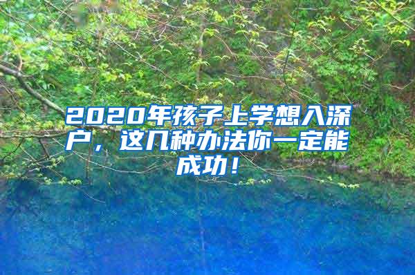 2020年孩子上学想入深户，这几种办法你一定能成功！