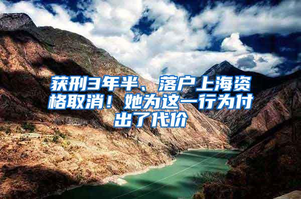 获刑3年半、落户上海资格取消！她为这一行为付出了代价