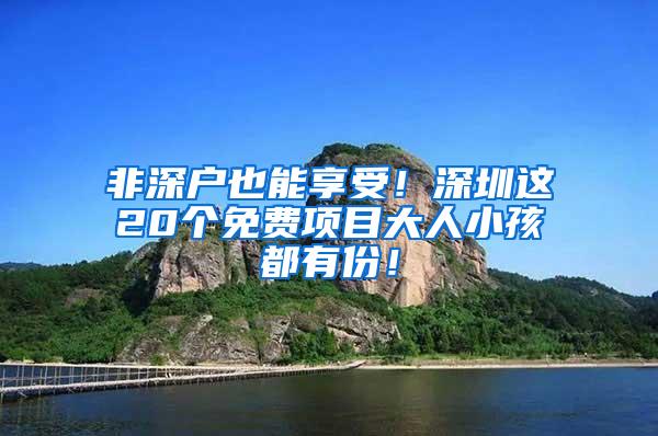 非深户也能享受！深圳这20个免费项目大人小孩都有份！