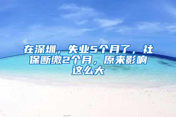 在深圳，失业5个月了，社保断缴2个月，原来影响这么大