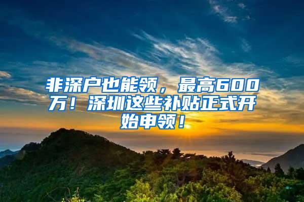 非深户也能领，最高600万！深圳这些补贴正式开始申领！