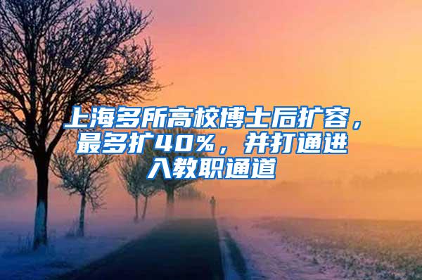 上海多所高校博士后扩容，最多扩40%，并打通进入教职通道