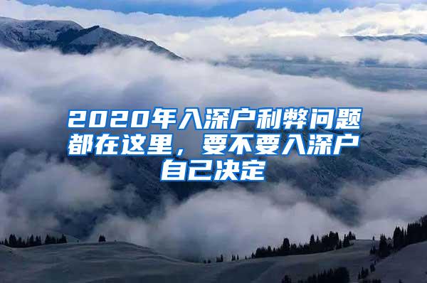 2020年入深户利弊问题都在这里，要不要入深户自己决定