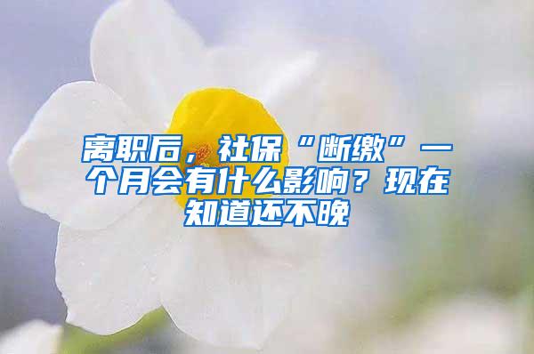 离职后，社保“断缴”一个月会有什么影响？现在知道还不晚