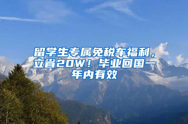 留学生专属免税车福利，立省20W！毕业回国一年内有效