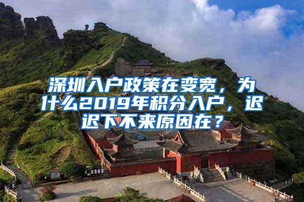 深圳入户政策在变宽，为什么2019年积分入户，迟迟下不来原因在？