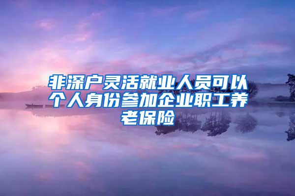 非深户灵活就业人员可以个人身份参加企业职工养老保险