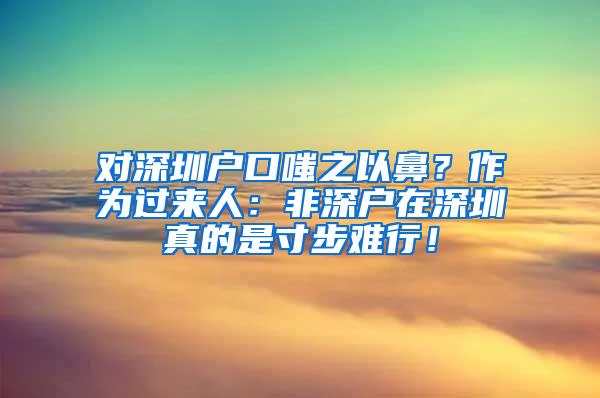 对深圳户口嗤之以鼻？作为过来人：非深户在深圳真的是寸步难行！