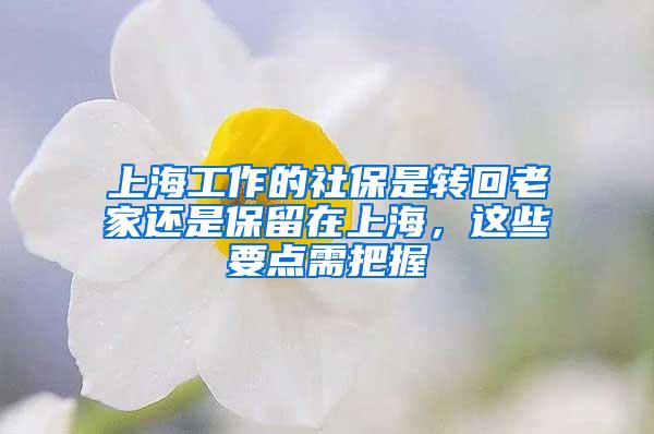 上海工作的社保是转回老家还是保留在上海，这些要点需把握