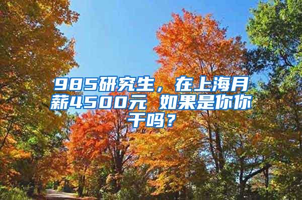 985研究生，在上海月薪4500元 如果是你你干吗？