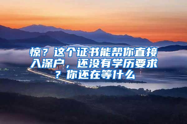 惊？这个证书能帮你直接入深户，还没有学历要求？你还在等什么