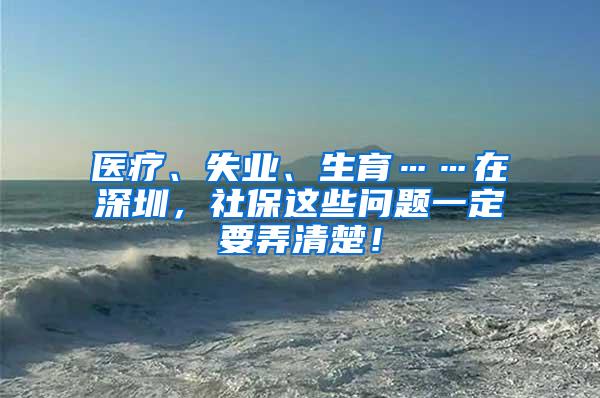 医疗、失业、生育……在深圳，社保这些问题一定要弄清楚！