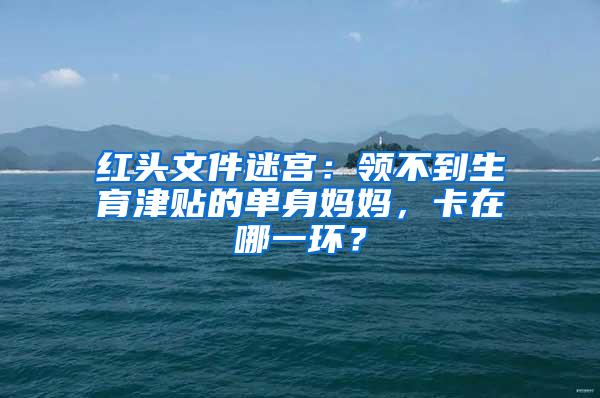 红头文件迷宫：领不到生育津贴的单身妈妈，卡在哪一环？