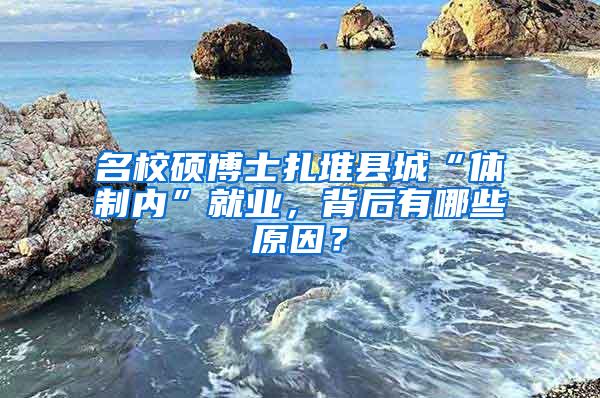 名校硕博士扎堆县城“体制内”就业，背后有哪些原因？